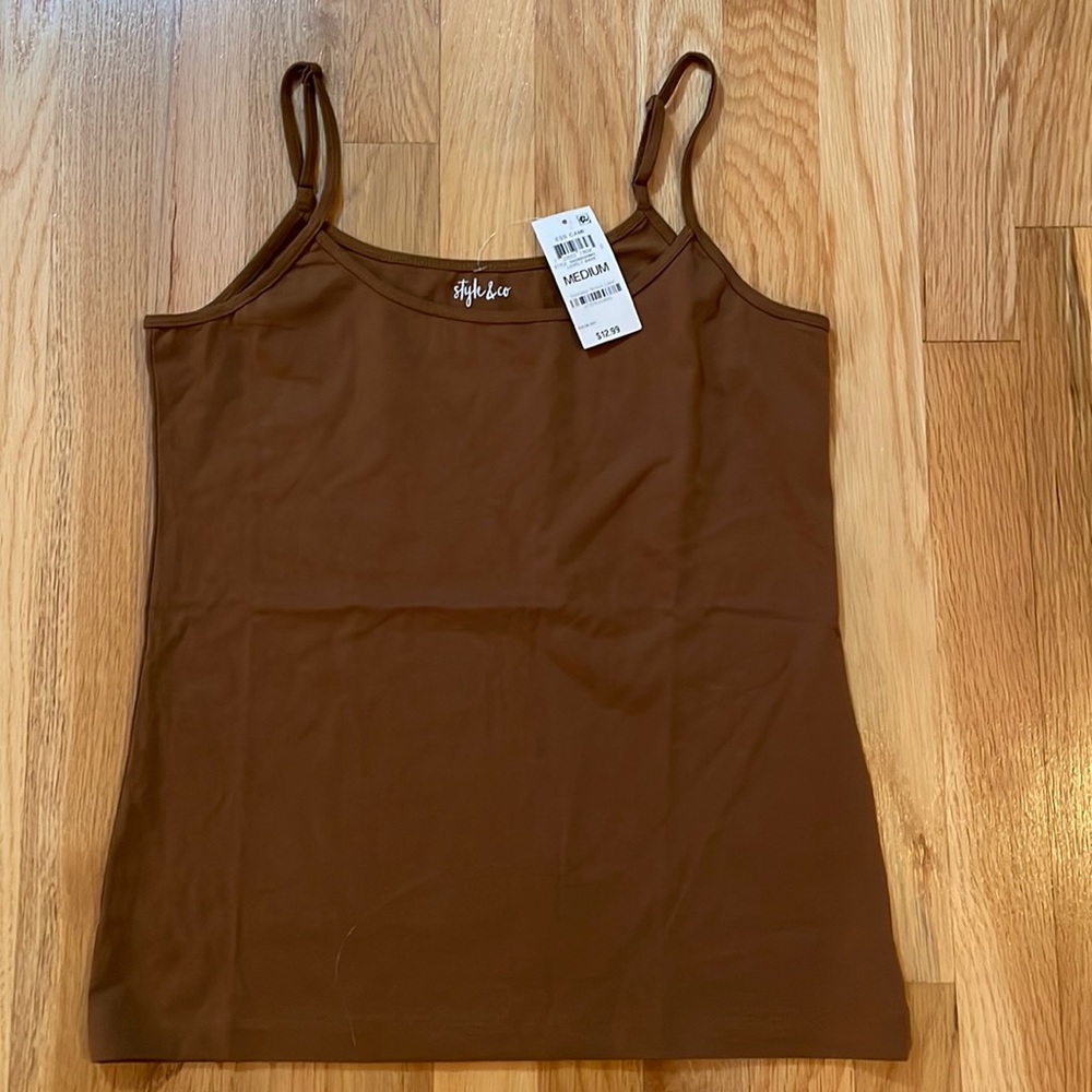 NWT Style & Co Bark Brown Cami Sz. Medium w/ adjustable straps